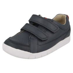 ) Boys Clarks Casual Hook & Loop Fastening Shoes Emery Walk T - F Fit - UK 4.5 Infant, Navy (Blue