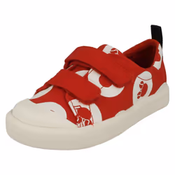 Childrens Boys Girls Clarks Disney Detailed Canvas Shoes City Polka Lo - F Fit - UK 4.5 Infant, Red
