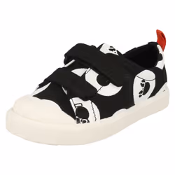 Childrens Boys Girls Clarks Disney Detailed Canvas Shoes City Polka Lo - F Fit - UK 4 Infant, Black