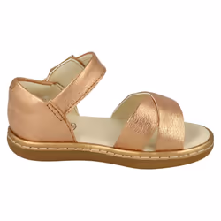) Girls Clarks Cross Detailed Sandals Skylark Pure T - F Fit - UK 5 Infant, Bronze (Gold