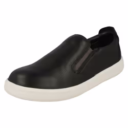 Boys Clarks Slip On Shoes Street Verve K - G Fit - UK 10.5 Child, Black