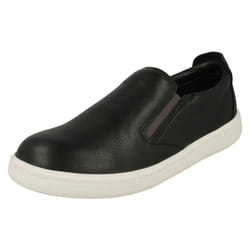 Boys Clarks Slip On Shoes Street Verve K - G Fit - UK 10.5 Child, Black