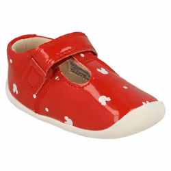 Girls Clarks Disney Detailed T-Bar Shoes Roamer Polka - F Fit - UK 5 Infant, Red