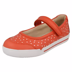 ) Girls Clarks Mary Jane Styled Shoes Emery Halo K - G Fit - UK 11.5 Child, Coral (Pink