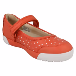 ) Girls Clarks Mary Jane Styled Shoes Emery Halo K - G Fit - UK 11.5 Child, Coral (Pink
