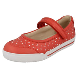 ) Girls Clarks Mary Jane Styled Shoes Emery Halo K - G Fit - UK 12 Child, Coral (Pink