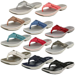 Ladies Clarks Toe Post Sandals Brinkley Sea - Silver, UK 3