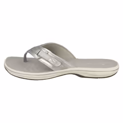 Ladies Clarks Toe Post Sandals Brinkley Sea - Silver, UK 3