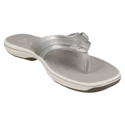 Ladies Clarks Toe Post Sandals Brinkley Sea - Silver, UK 7