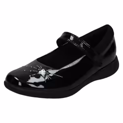 Girls Clarks Formal School Shoes Etch Spark - G Fit - Black Patent, UK 8 Child