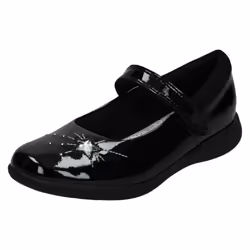Girls Clarks Formal School Shoes Etch Spark - H Fit - Black Patent, UK 7.5 Infant