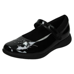 Girls Clarks Formal School Shoes Etch Spark - H Fit - Black Patent, UK 7.5 Infant