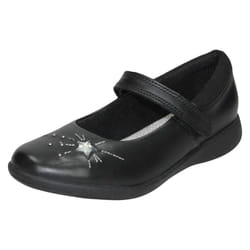 Girls Clarks Formal School Shoes Etch Spark - F Fit - Black, UK 7.5 Infant