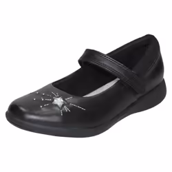 Girls Clarks Formal School Shoes Etch Spark - F Fit - Black, UK 8 Child