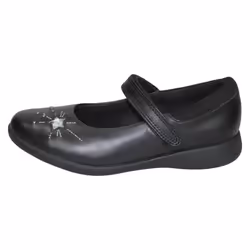 Girls Clarks Formal School Shoes Etch Spark - F Fit - Black, UK 8 Child