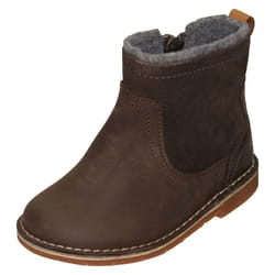 Girls Clarks Zip Up Ankle Boots Comet Frost - F Fit - Brown, UK 4 Infant