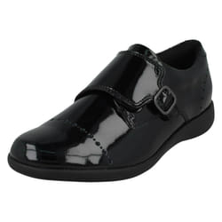 Girls Clarks Formal Shoes Etch Strap K - F Fit - Black, UK 11 Child
