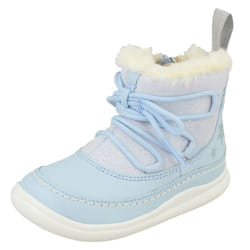 Girls Clarks DIsney Frozen Ankle Boots Cloud Throne - F Fit - Blue, UK 6.5 Infant