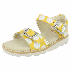 Girls Clarks Casual Summer Sandals Crown Bloom T - F Fit - Yellow, UK 11 Child