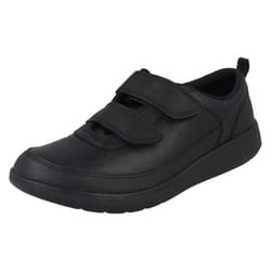 Boys Clarks Hook & Loop School Shoes Scape Flare Y - G Fit - Black, UK 7.5 Child