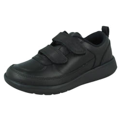Boys Clarks Hook & Loop School Shoes Scape Flare K - H Fit - Black, UK 2.5 Child
