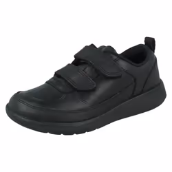 Boys Clarks Hook & Loop School Shoes Scape Flare K - H Fit - Black, UK 12.5 Child
