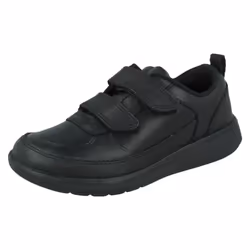 Boys Clarks Hook & Loop School Shoes Scape Flare K - H Fit - Black, UK 13 Child
