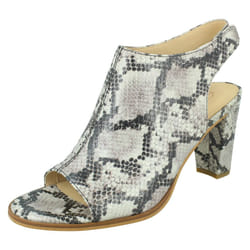 Ladies Clarks Smart Block Heeled Court Shoes Kaylin Cara - D Fit - Grey, UK 7