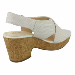 Ladies Clarks Slingback Wedge Sandals Maritsa Lara - White Snake, UK 7