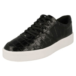 Ladies Clarks Animal Detailed Lace Up Shoes Hero Walk - D Fit - Black, UK 3