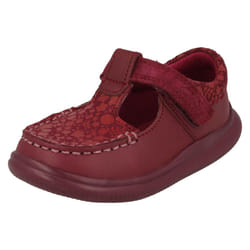 Girls Clarks Polka Dot Detailed T-Bar Shoes Cloud Rosa T - G Fit - Purple, UK 6.5 Infant