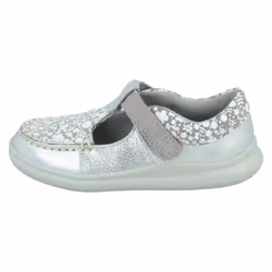 Girls Clarks Casual T-Bar Shoes Cloud Rosa - Silver, UK 5.5 Infant