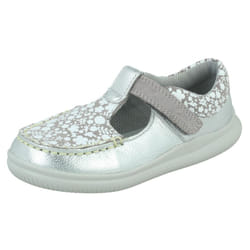 Girls Clarks Casual T-Bar Shoes Cloud Rosa - Silver, UK 6.5 Infant