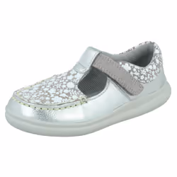 Girls Clarks Casual T-Bar Shoes Cloud Rosa - Silver, UK 8 Child
