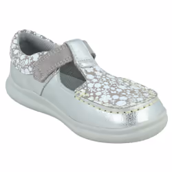 Girls Clarks Casual T-Bar Shoes Cloud Rosa - Silver, UK 8 Child