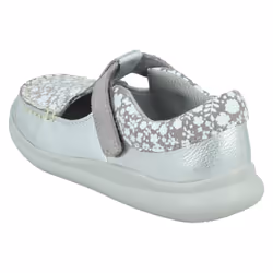 Girls Clarks Casual T-Bar Shoes Cloud Rosa - Silver, UK 8 Child