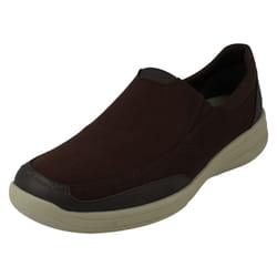 Mens Cloud Steppers By Clarks Lace Up Shoes Step Stroll Lace - G Fit - Brown, UK 7