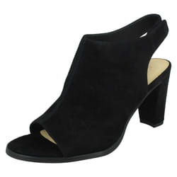 Ladies Clarks Smart Block Heeled Court Shoes Kaylin Cara - D Fit - Black, UK 6