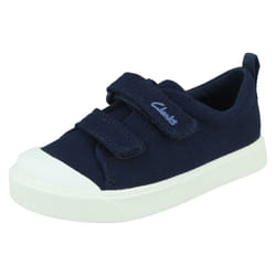 Boys Clarks Casual Shoes City Bright - F Fit - Navy, UK 5 Infant