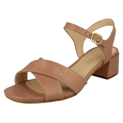 Ladies Clarks Casual Heeled Ankle Boots Sheer Flora - D Fit - Nude, UK 5.5