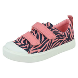Girls Clarks Casual Shoes City Bright - F Fit - Animal Print, UK 8 Child
