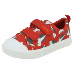 Boys Clarks Casual Shoes City Bright - F Fit - Red, UK 6 Infant