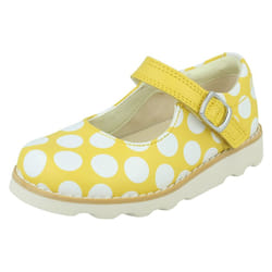 Girls Clarks Casual Shoes Crown Jump - G Fit - Yellow, UK 6 Infant