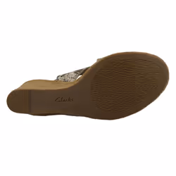 Ladies Clarks Wedged Sandals Lafley Lily - D Fit - Taupe, UK 6