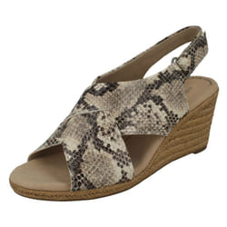 Ladies Clarks Wedged Sandals Lafley Lily - D Fit - Taupe, UK 7