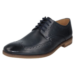 Mens Clarks Smart Lace Up Shoes Stanford Walk - G Fit - Navy, UK 11