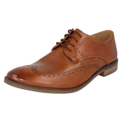 Mens Clarks Smart Lace Up Shoes Stanford Walk - G Fit - Tan, UK 8