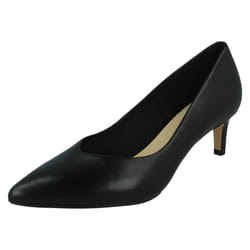 Ladies Clarks Slingback Heeled Shoes Laina55 Sling - D Fit - Black, UK 6
