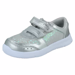 Girls Clarks Lightweight Trainers ATH Sonar - G Fit - Silver, UK 4.5 Infant