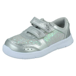 Girls Clarks Lightweight Trainers ATH Sonar - G Fit - Silver, UK 4.5 Infant